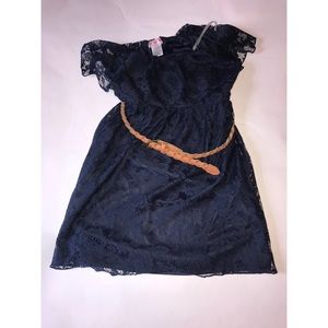 Strapless Navy blue lace dress